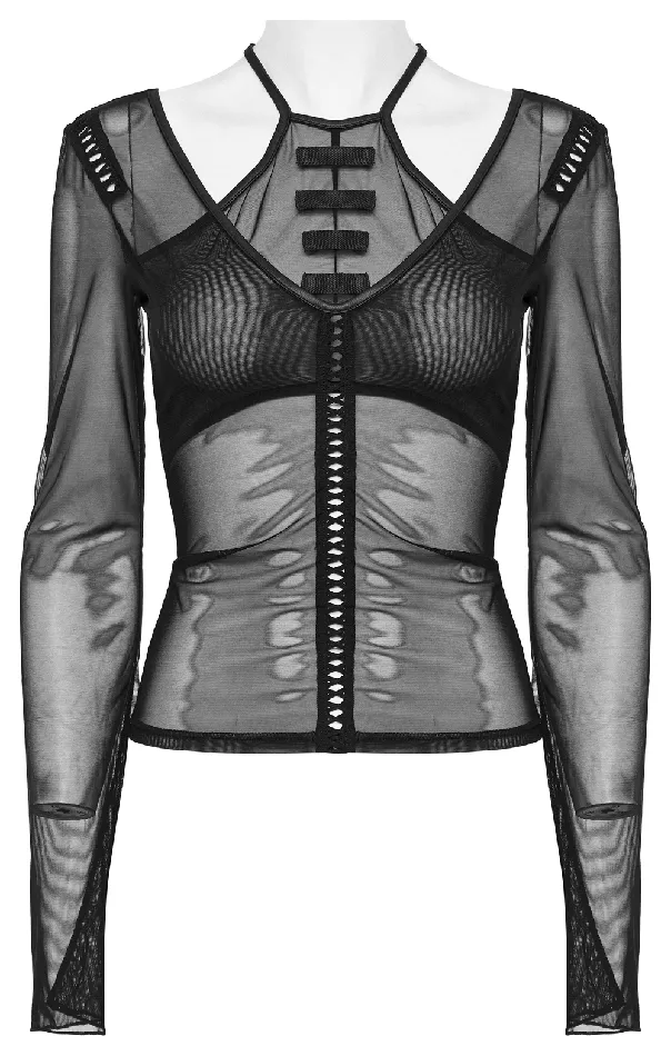 Male Sex Toys EVEs SECRETS Sensual Gothic Mesh Top with Suspender Accents