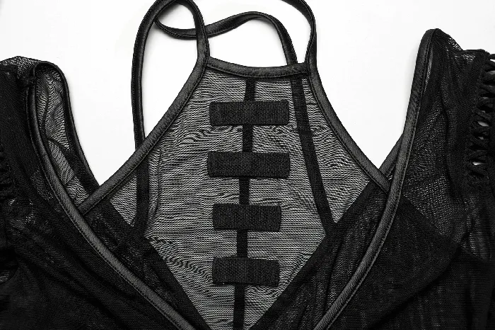 Male Sex Toys EVEs SECRETS Sensual Gothic Mesh Top with Suspender Accents