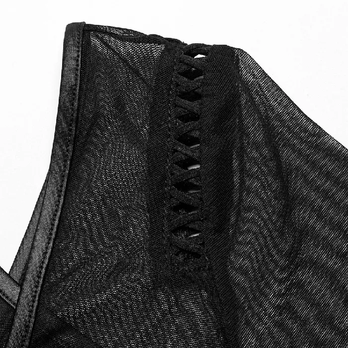 Male Sex Toys EVEs SECRETS Sensual Gothic Mesh Top with Suspender Accents