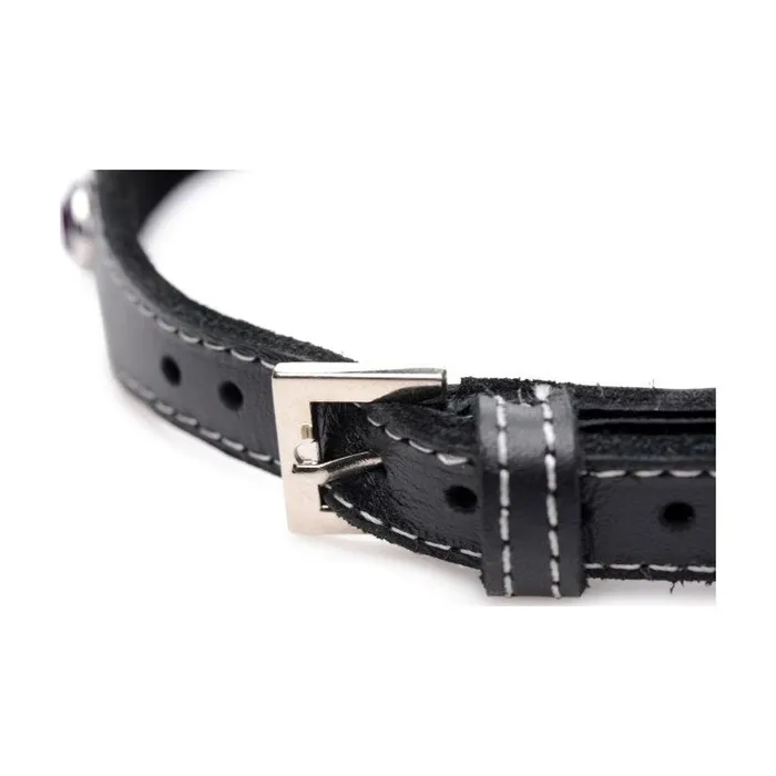 Master Series Anal Bling Vixen Leather Choker w Clear Rhinestones Black