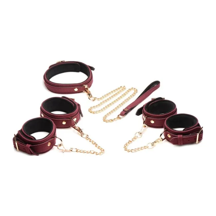 Master Series Couples 6 Piece Velvet Bondage Set by Master Series in Burgundy Master Series Couples 6 Piece Velvet Bondage Set by Master Series in Burgundy