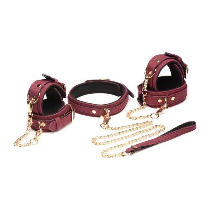 Master Series Couples 6 Piece Velvet Bondage Set by Master Series in Burgundy