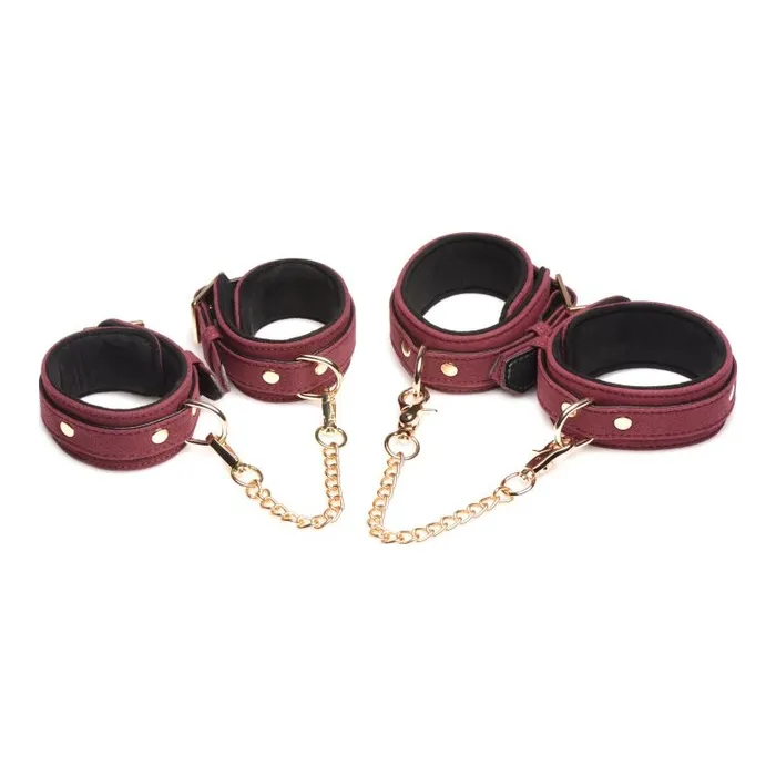 Master Series Couples 6 Piece Velvet Bondage Set by Master Series in Burgundy