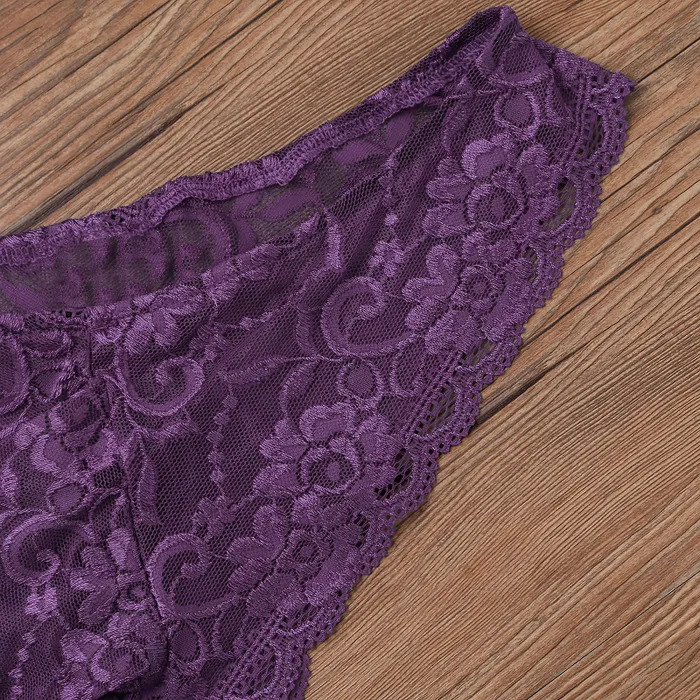 Mens Sexy Lace Floral Lingerie Panties Transparent Bikini Briefs Underwear EVEs SECRETS Female Sex Toys