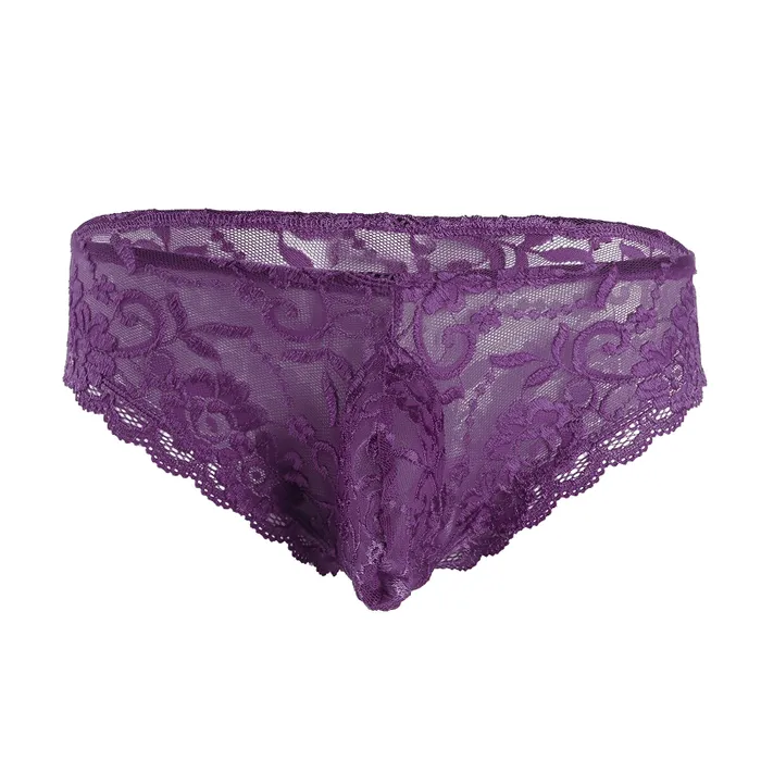 Mens Sexy Lace Floral Lingerie Panties Transparent Bikini Briefs Underwear EVEs SECRETS Female Sex Toys