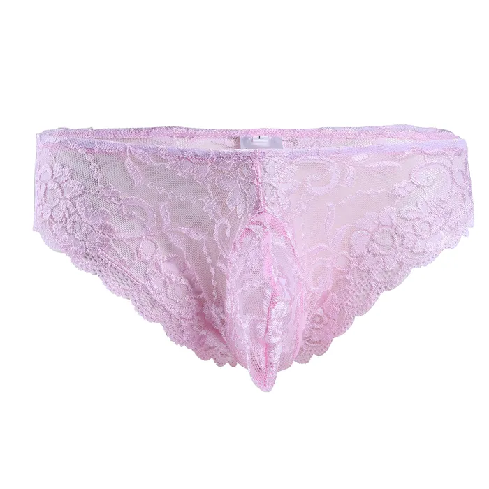 Mens Sexy Lace Floral Lingerie Panties Transparent Bikini Briefs Underwear EVEs SECRETS Female Sex Toys