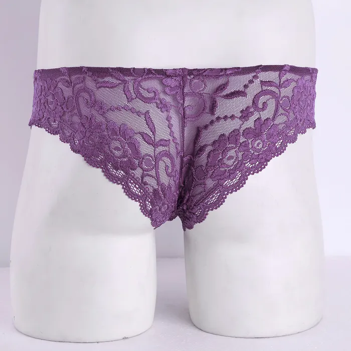 Mens Sexy Lace Floral Lingerie Panties Transparent Bikini Briefs Underwear EVEs SECRETS Female Sex Toys