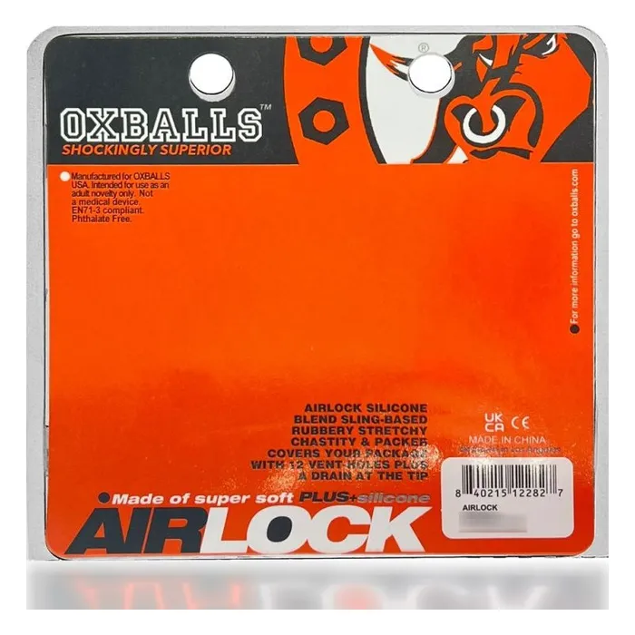 OxBalls Male Sex Toys Airlock AirLite Vented Chastity Clear Ice