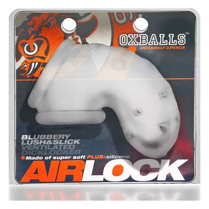 OxBalls Male Sex Toys Airlock AirLite Vented Chastity Clear Ice