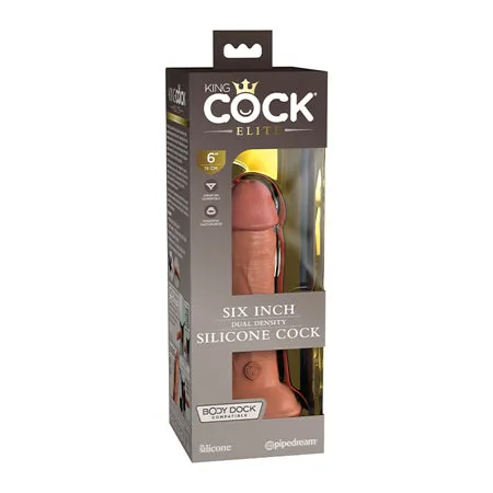 Pipedream Dildos King Cock Elite Silicone DualDensity Cock Dildo 6 in Tan