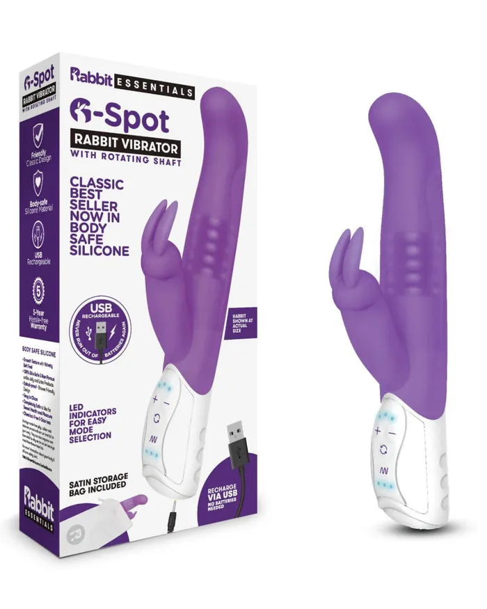 Rabbit Essentials RR Rechargeable GSpot Rabbit Vibrator Purple Rabbit Essentials Vibrators Rabbit Essentials RR Rechargeable GSpot Rabbit Vibrator Purple Rabbit Essentials Vibrators
