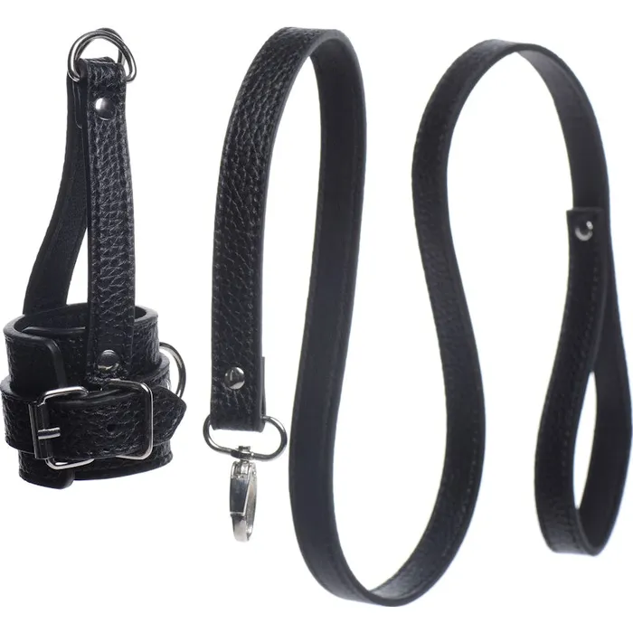 Strict Male Sex Toys Strict Ball Stretcher With Leash Black Strict Male Sex Toys Strict Ball Stretcher With Leash Black