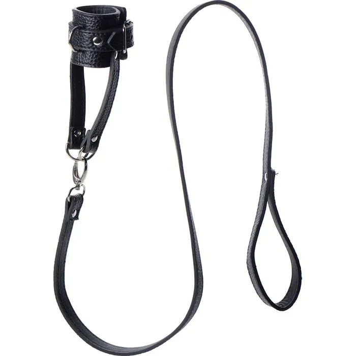 Strict Male Sex Toys Strict Ball Stretcher With Leash Black Strict Male Sex Toys Strict Ball Stretcher With Leash Black