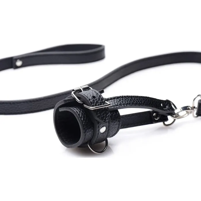 Strict Male Sex Toys Strict Ball Stretcher With Leash Black Strict Male Sex Toys Strict Ball Stretcher With Leash Black