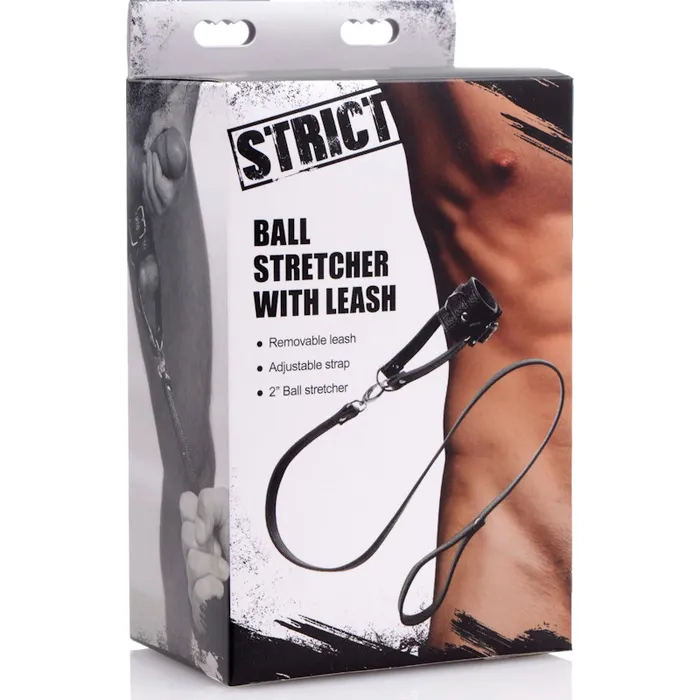 Strict Male Sex Toys Strict Ball Stretcher With Leash Black Strict Male Sex Toys Strict Ball Stretcher With Leash Black