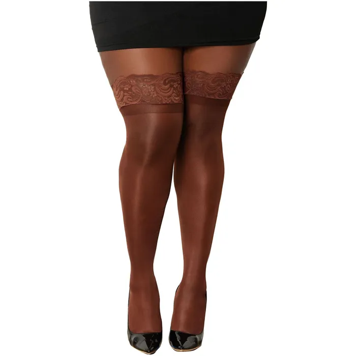 Teddies And Bodies Dreamgirl Lace Top Thigh High Queen Size Espresso