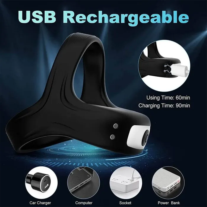 Vibrating Penis Ring for Men Erection Support Lusty Age Male Sex Toys