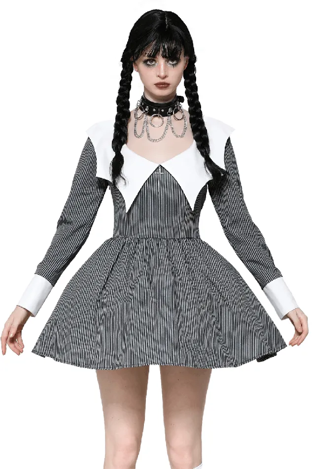 White Collar Striped Dress with Long Sleeves and Cuffs EVEs SECRETS Male Sex Toys White Collar Striped Dress with Long Sleeves and Cuffs EVEs SECRETS Male Sex Toys