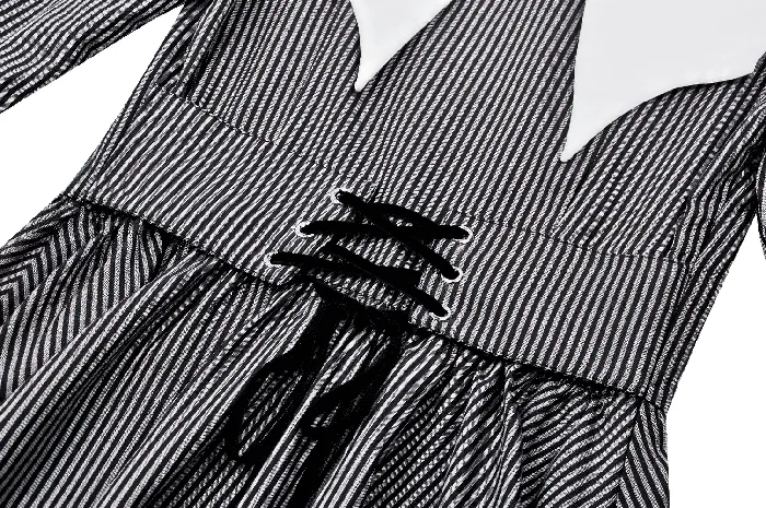 White Collar Striped Dress with Long Sleeves and Cuffs EVEs SECRETS Male Sex Toys