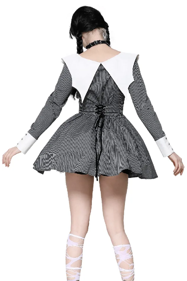 White Collar Striped Dress with Long Sleeves and Cuffs EVEs SECRETS Male Sex Toys