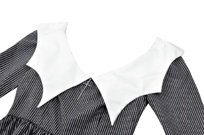 White Collar Striped Dress with Long Sleeves and Cuffs EVEs SECRETS Male Sex Toys