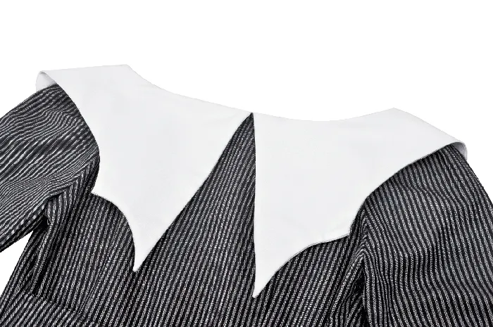 White Collar Striped Dress with Long Sleeves and Cuffs EVEs SECRETS Male Sex Toys