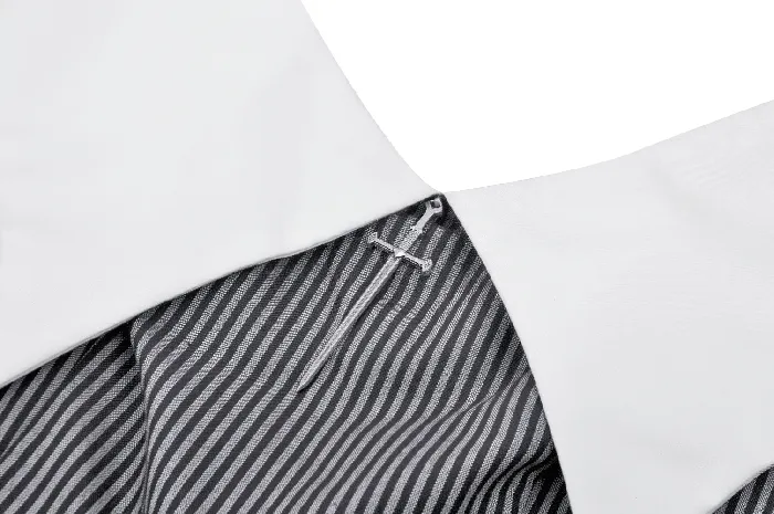 White Collar Striped Dress with Long Sleeves and Cuffs EVEs SECRETS Male Sex Toys