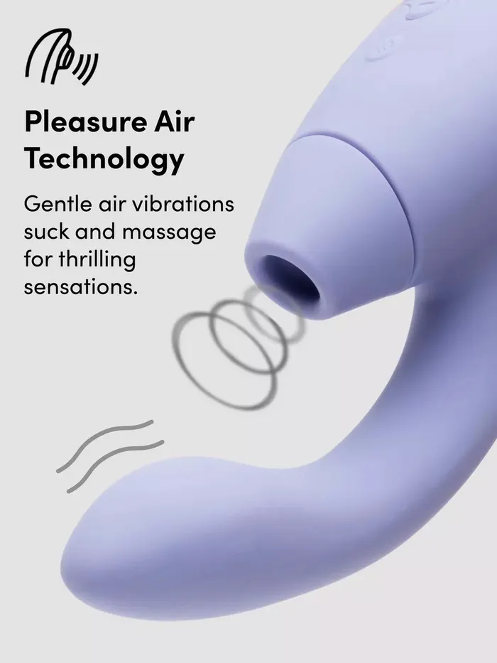 Womanizer Female Sex Toys Womanizer DUO Two 8 inch GSpot Rabbit Vibrator with Pleasure Air Clitoral Suction Stimulator Lilac Purple