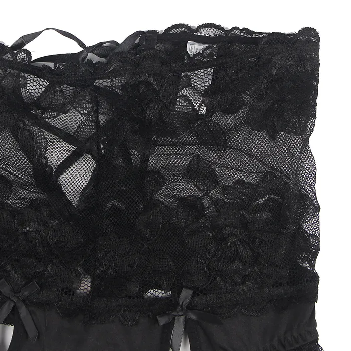 Anal FRISKY BUSINESS SG Panties Black High Waist Strappy Floral Lace Underwear