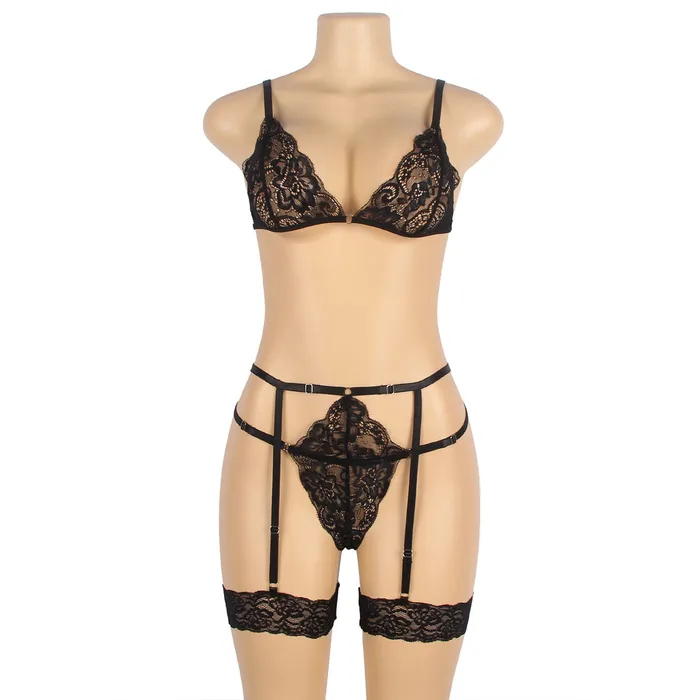 Bra Set 2 Pcs Lace Hollow Out Bra Set with Garter Leg Ring FRISKY BUSINESS SG Male Sex Toys Bra Set 2 Pcs Lace Hollow Out Bra Set with Garter Leg Ring FRISKY BUSINESS SG Male Sex Toys