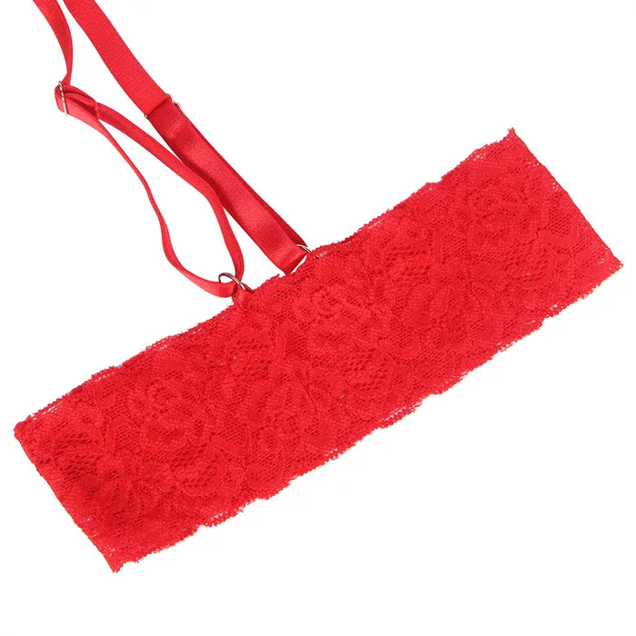 Bra Set 2 Pcs Lace Hollow Out Bra Set with Garter Leg Ring FRISKY BUSINESS SG Male Sex Toys
