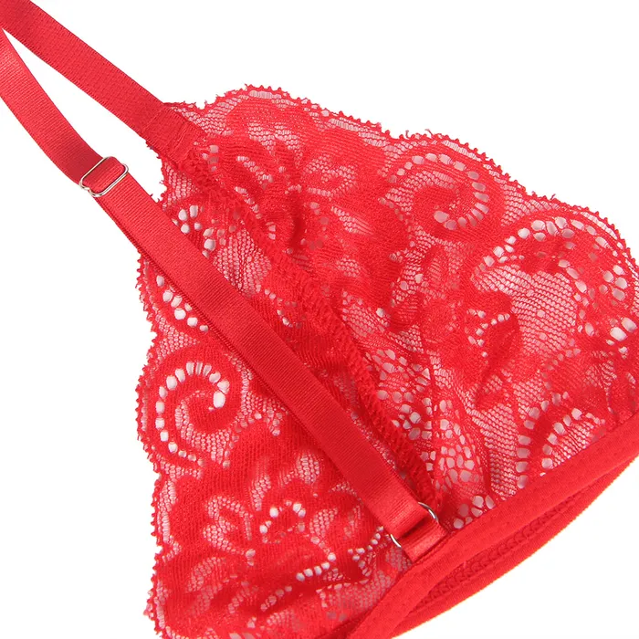 Bra Set 2 Pcs Lace Hollow Out Bra Set with Garter Leg Ring FRISKY BUSINESS SG Male Sex Toys