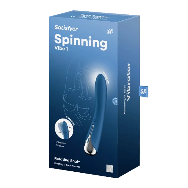 Calvista Vibrators Satisfyer Spinning Vibe 1 Rechargeable Rotating Vibrator Blue