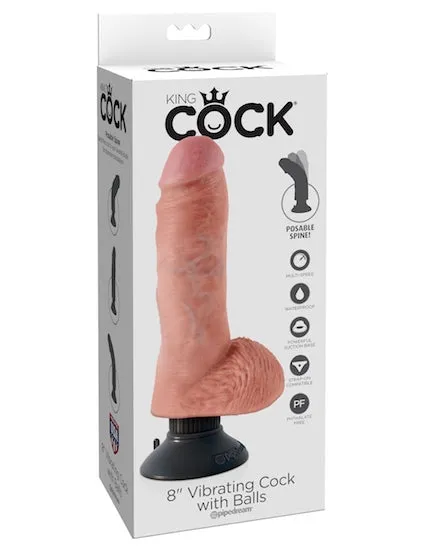 Dildos King Cock 8inch Vibrating Cock with Balls Flesh Wholesale Solutions Ltd