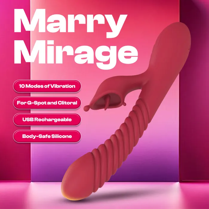 Female Sex Toys FRISKY BUSINESS SG Marry Mirage Dual Vibrator with Licking Tongue