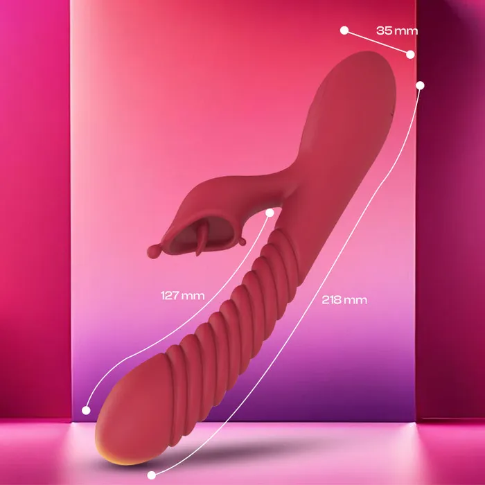 Female Sex Toys FRISKY BUSINESS SG Marry Mirage Dual Vibrator with Licking Tongue