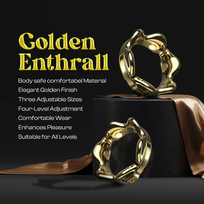 Golden Enthrall Adjustable Zinc Alloy Cock Ring FRISKY BUSINESS SG Male Sex Toys