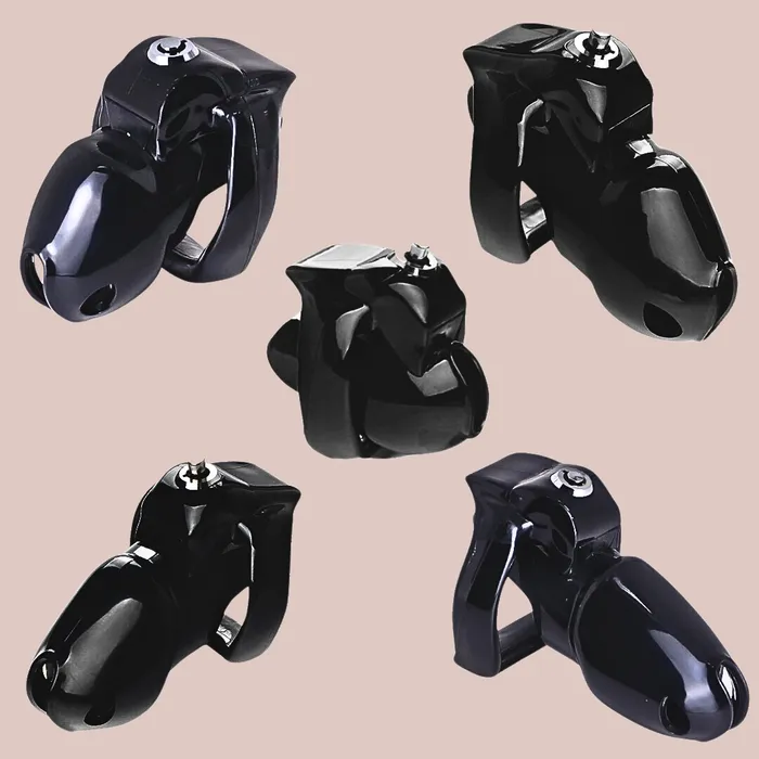 HT V5 Black Chastity Cage New Lock Design House of Chastity Male Sex Toys