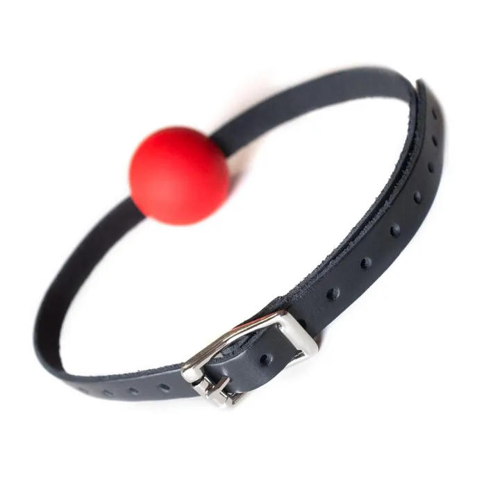 KinkLab Restraints KinkLab Red Silicone Ball Gag w Leather Strap