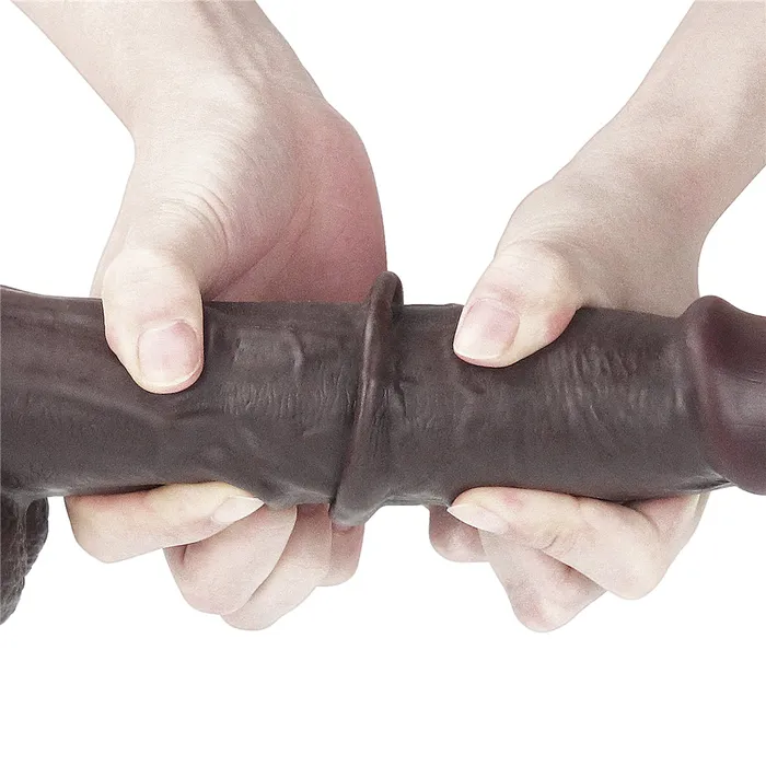 LOVETOY Dildos 95 Dark Brown Realistic Sliding Skin Soft Dildo