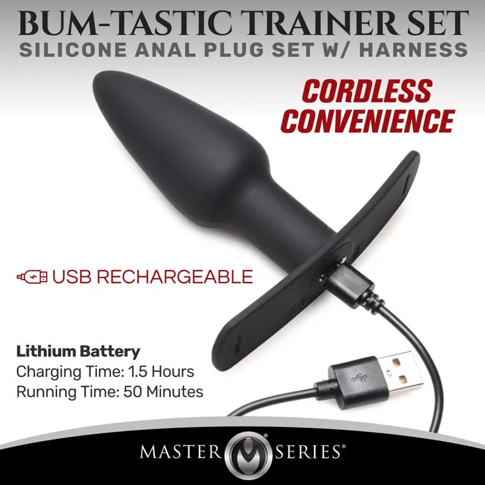 Male Sex Toys BumTastic 28X Silicone Anal Plug W Harness Remote Control XR Brands