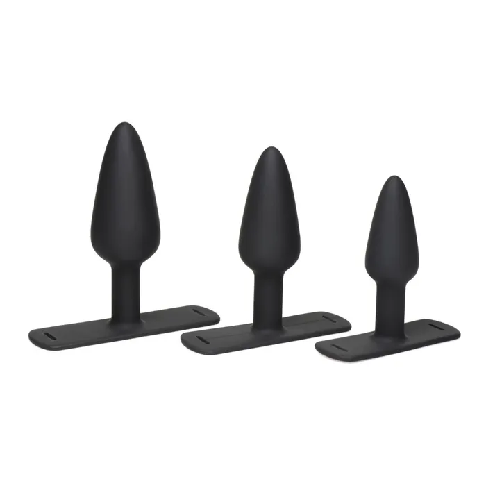 Male Sex Toys Master Series Master Series Bumtastic Trainer Set Silicone 3piece Anal Plug Set with Harness