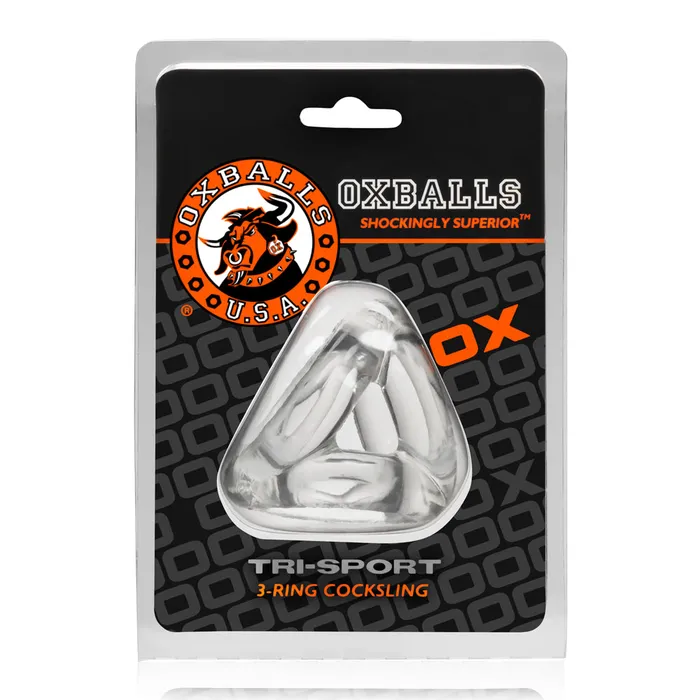 Male Sex Toys Oxballs Oxballs Tri Sport Cocksling Cock Ring and Ball Divider Clear