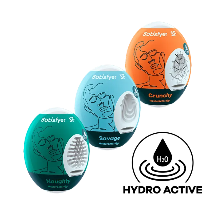 Male Sex Toys Satisfyer Satisfyer Masturbator Egg 3 piece Set Naughty Savage Crunchy Assorted