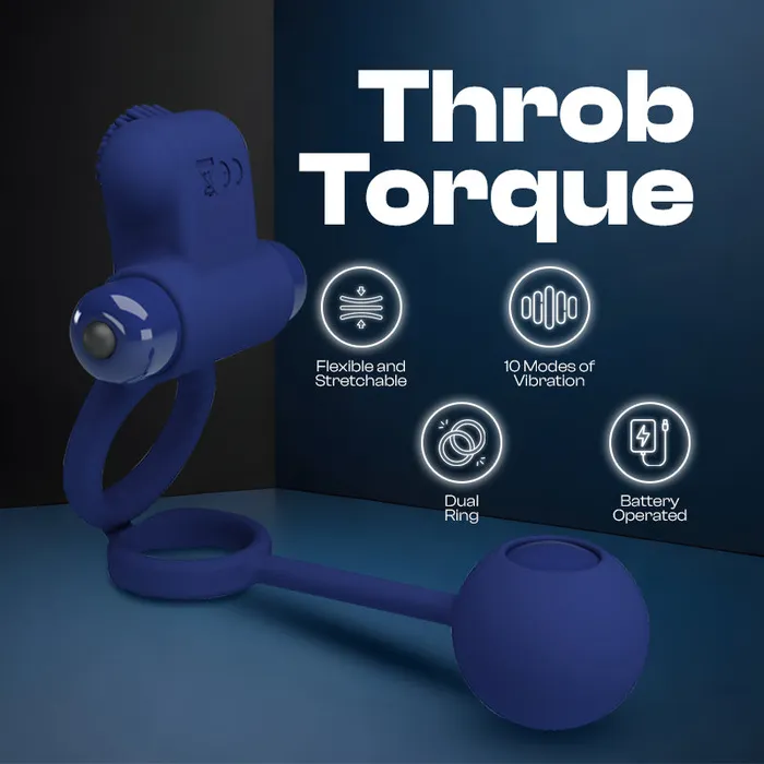 Male Sex Toys Throb Torque Dual Cock Ring with Weighing Bead FRISKY BUSINESS SG