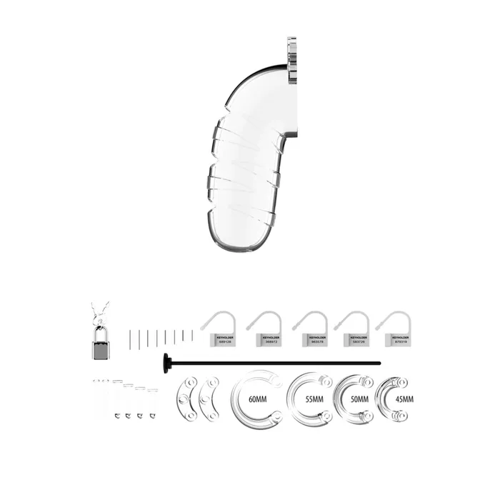 Man Cage Male Sex Toys Man Cage Model 17 Chastity Cock Cage with Urethral Sounding Transparent 55 inches