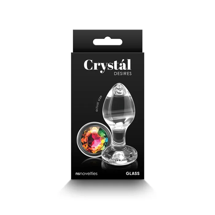 NS Novelties Anal Crystal Desires Rainbow Gem Glass Plug Medium