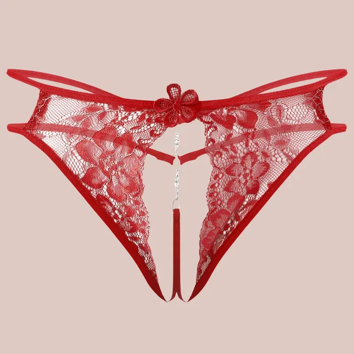 Open Front Floral Lace GString With Diamante Back House of Chastity Female Sex Toys Open Front Floral Lace GString With Diamante Back House of Chastity Female Sex Toys