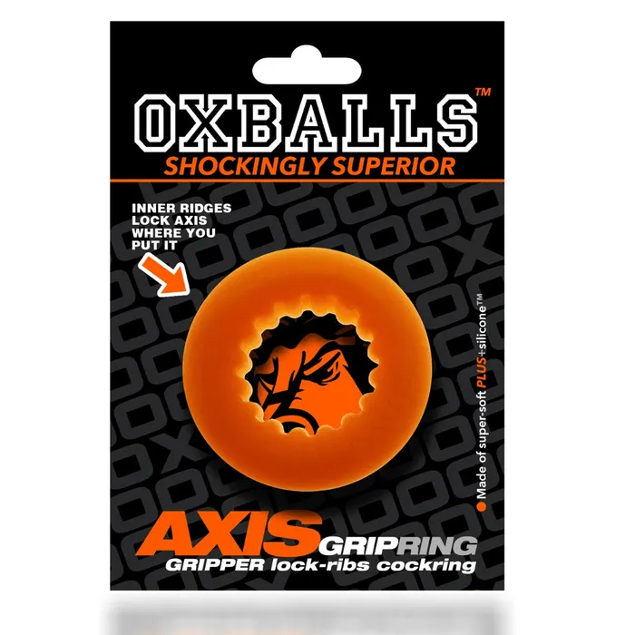 Oxballs Oxballs Axis Rib Griphold Cock Ring Orange Ice Male Sex Toys