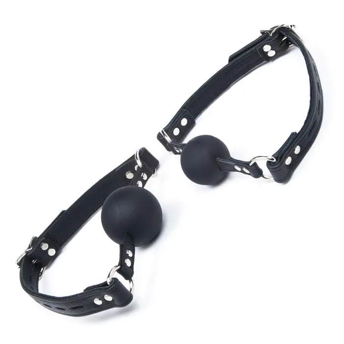 Premium Garment Leather Silicone Ball Gag vendorunknown Male Sex Toys